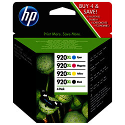 HP 920 XL Black, Cyan, Magenta & Yellow Multipack, Pack of 4